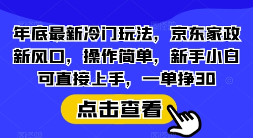 年底最新冷门玩法,京东家政新风口,操作简单,新手小白可直接上手,一单挣30【揭秘】-网创星球