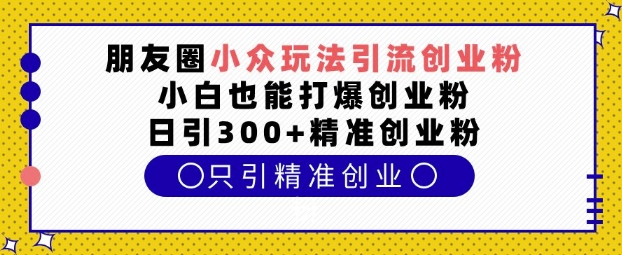 朋友圈小众玩法引流创业粉,小白也能打爆创业粉,日引300+精准创业粉【揭秘】-网创星球