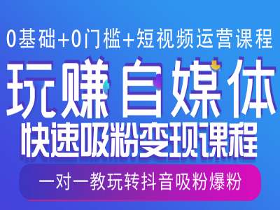 0基础+0门槛+短视频运营课程,玩赚自媒体快速吸粉变现课程,一对一教玩转抖音吸粉爆粉-网创星球