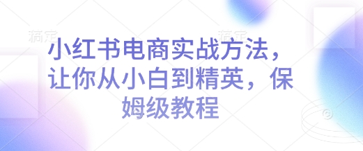 小红书电商实战方法,让你从小白到精英,保姆级教程-网创星球