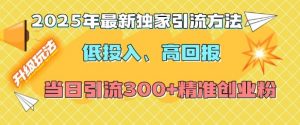 2025年最新独家引流方法,低投入高回报?当日引流300+精准创业粉-网创星球