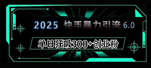 2025年快手6.0保姆级教程震撼来袭,单日狂吸300+精准创业粉-网创星球