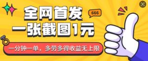 全网首发，一张截图1块钱，一分钟一单，多劳多得，收益无上限-网创星球