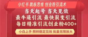 小红书 巧用跳板思维 每日暴力引流400＋精准创业粉 小白福音 效果拉满...-网创星球