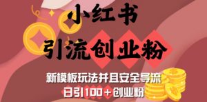 小红书引流创业粉，新模板玩法并且安全导流，日引100+创业粉-网创星球