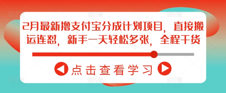 2月最新撸支付宝分成计划项目,直接搬运连怼,新手一天轻松多张,全程干货-网创星球