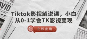 TikTok影视解说课，小白从0-1学会TK影视变现-网创星球
