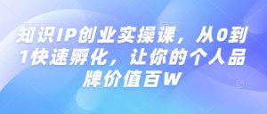 知识IP创业实操课,从0到1快速孵化,让你的个人品牌价值百W-网创星球