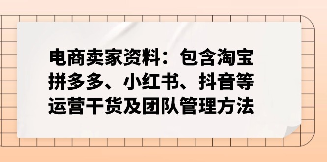 电商卖家资料：包含淘宝、拼多多、小红书、抖音等运营干货及团队管理方法-网创星球