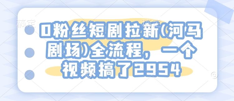 0粉丝短剧拉新(河马剧场)全流程,一个视频搞了2954-网创星球