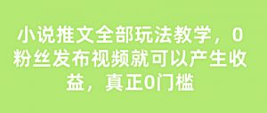 小说推文全部玩法教学，0粉丝发布视频就可以产生收益，真正0门槛-网创星球