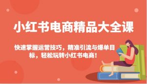 小红书电商精品大全课：快速掌握运营技巧，精准引流与爆单目标，轻松玩转小红书电商！-网创星球