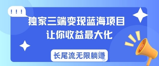 独家三端变现蓝海项目，让你收益最大化，长尾流无限躺挣-网创星球