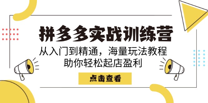 拼多多实战训练营,从入门到精通,海量玩法教程,助你轻松起店盈利-网创星球