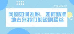 网剧如何涨粉，如何精准地去涨我们的短剧粉丝-网创星球