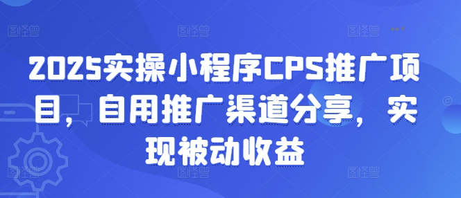 2025实操小程序CPS推广项目,自用推广渠道分享,实现被动收益-网创星球