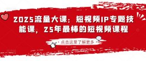 2025流量大课：短视频IP专题技能课，25年最棒的短视频课程-网创星球