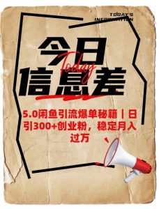 5.0闲鱼引流爆单秘籍，日引300+创业粉，稳定月入过W-网创星球