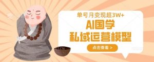 AI国学私域运营模型，单号月变现过W-网创星球