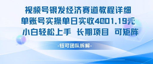 视频号银发经济赛道单账号实操单日实收1k+，小白轻松上手长期项目-网创星球