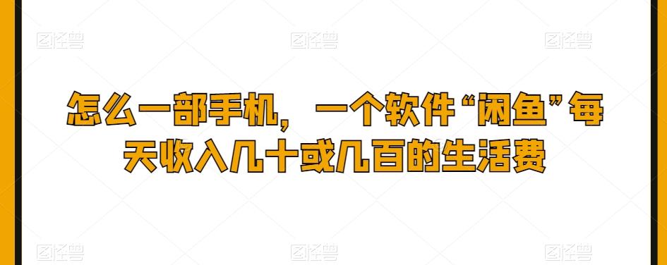 怎么一部手机，一个软件“闲鱼”每天收入几十或几百的生活费-网创星球