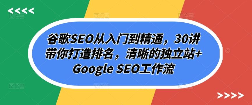 谷歌SEO从入门到精通，30讲带你打造排名，清晰的独立站+Google SEO工作流-网创星球