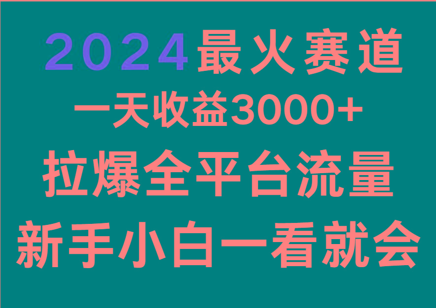 2024最火赛道,一天收一3000+.拉爆全平台流量,新手小白一看就会-网创星球