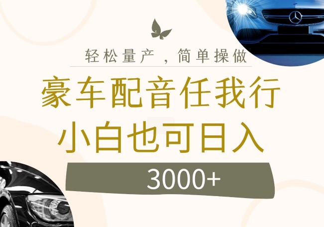 不为人知的暴力小项目,豪车配音,日入几张【揭秘】