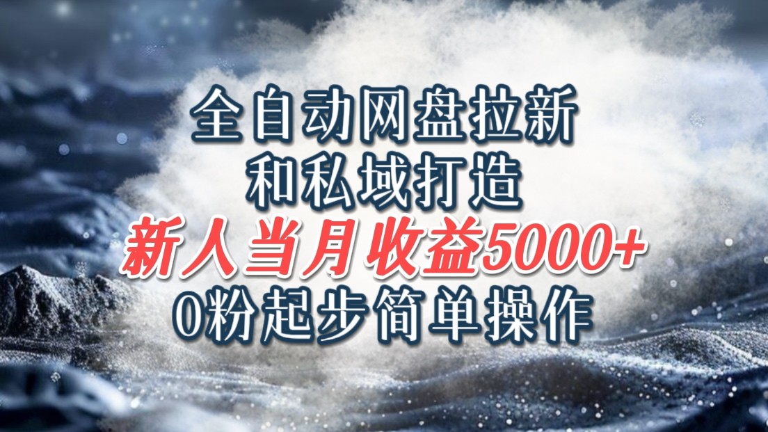 全自动网盘拉新和私域打造,0粉起步简单操作,新人入门当月收益5000以上-网创星球
