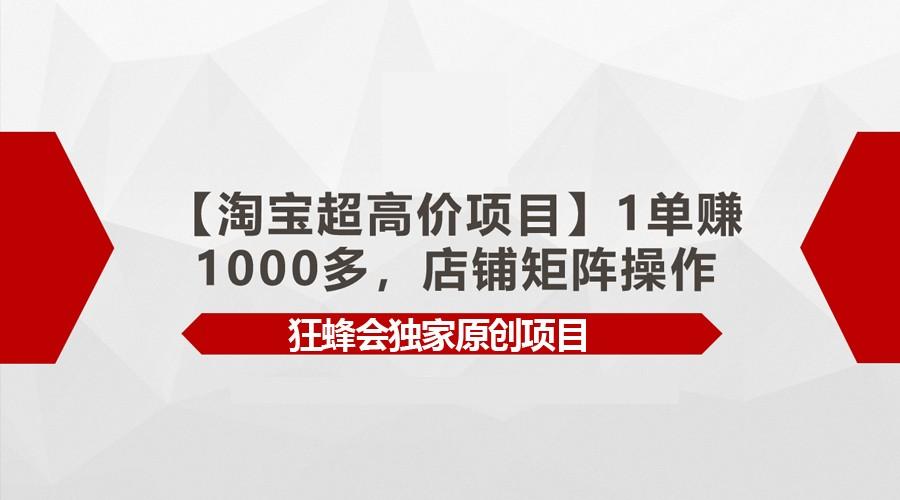 【淘宝超高价项目】1单赚1000多，店铺矩阵操作-网创星球