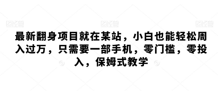最新翻身项目就在某站，小白也能轻松周入过万，只需要一部手机，零门槛，零投入，保姆式教学-网创星球