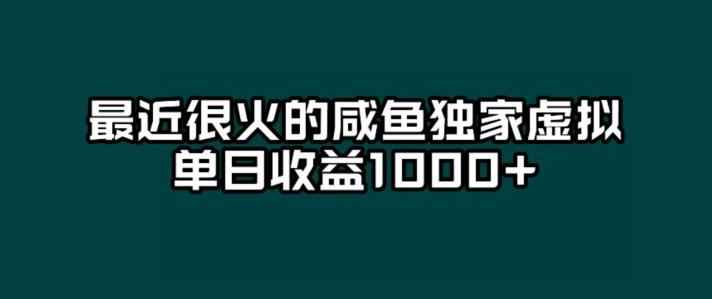 最近很火的咸鱼独家虚拟，单日收益1000+-网创星球