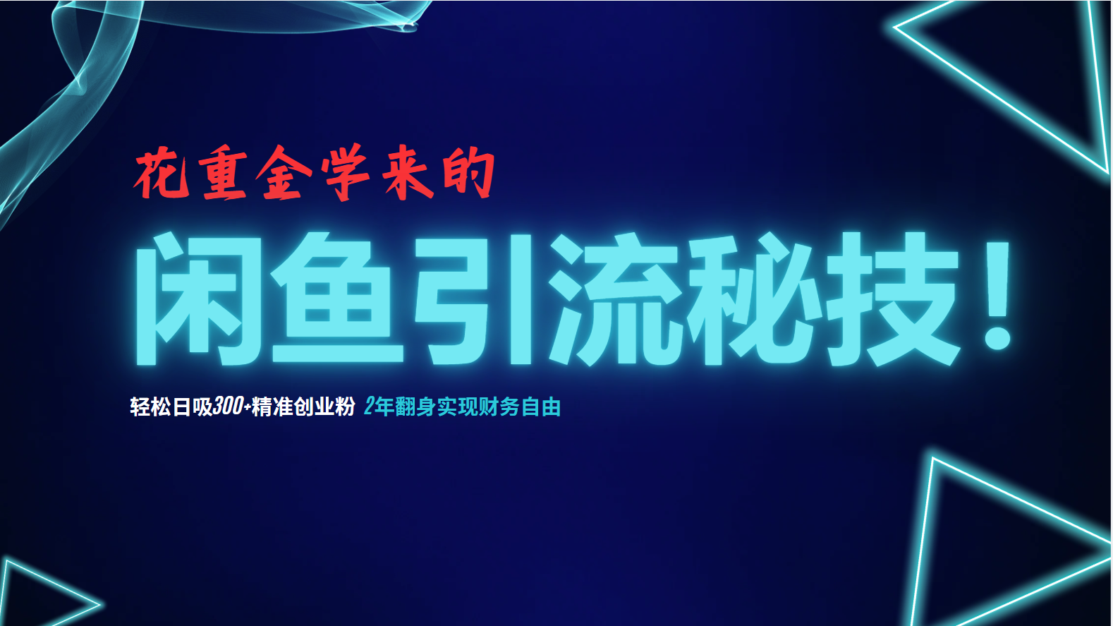 花重金学来的闲鱼引流秘技！轻松日吸300+精准创业粉，每天躺赚5000+，2...-网创星球