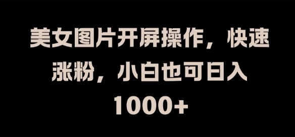 美女图片开屏操作，快速涨粉，小白也可日入1k【揭秘】-网创星球