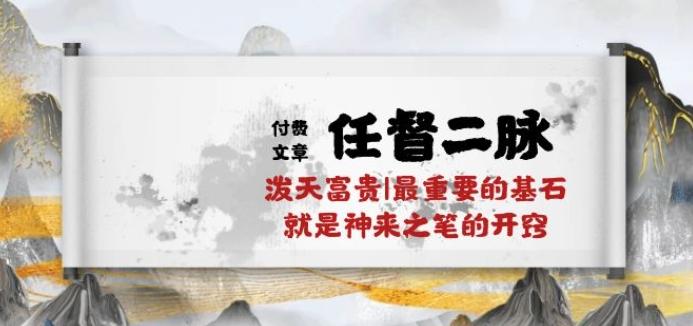 某付费文章《任督 二脉 泼天富贵|最重要的基石 就是神来之笔的开窍|万字》-网创星球