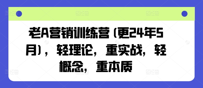 老A营销训练营(更24年8月)，轻理论，重实战，轻概念，重本质-网创星球