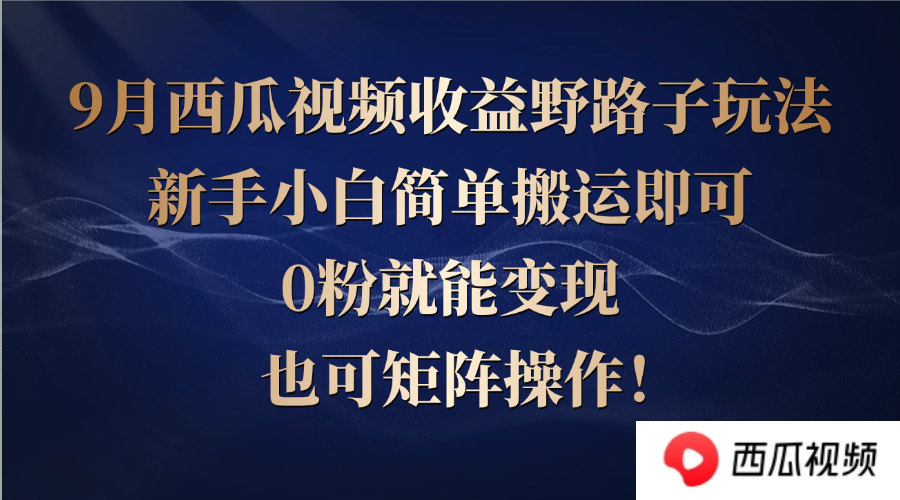 西瓜视频收益野路子玩法，新手小白简单搬运即可，0粉就能变现，也可矩...-网创星球