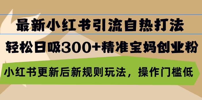 最新小红书引流自热打法，轻松日吸300+精准宝妈创业粉，小红书更新后新...-网创星球