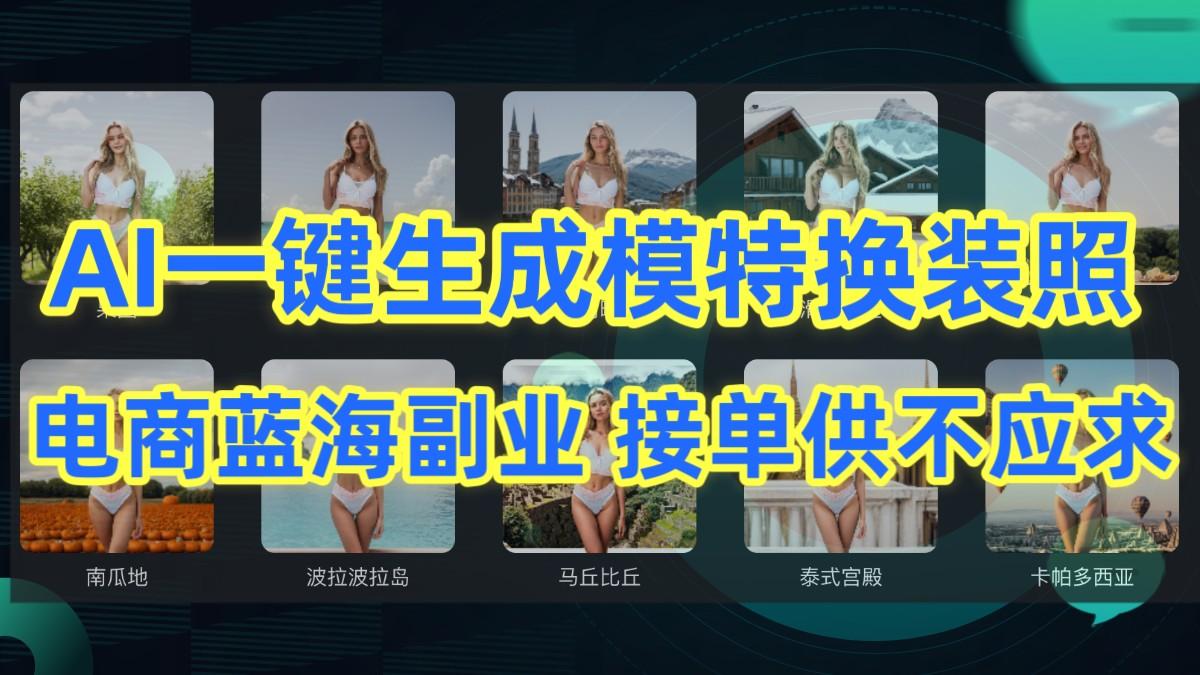 AI制作一键生成模特换装照,电商蓝海副业,接单供不应求-网创星球